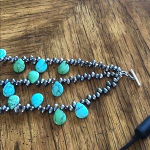 Turquoise and silver bead necklace